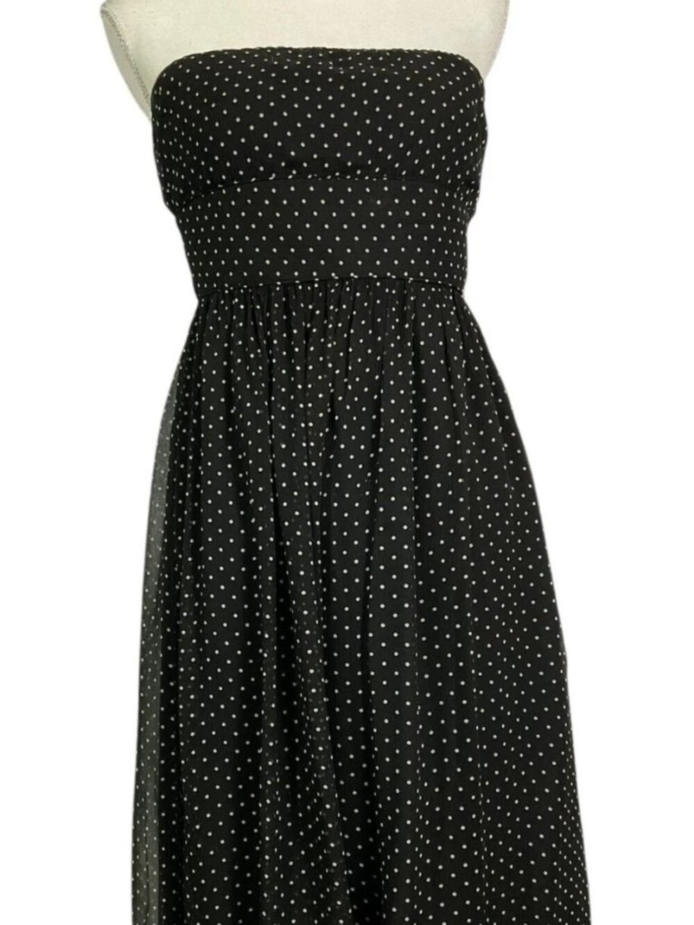 J. Crew Silk Polka Dot Chiffon Strapless Fit & Flare Cocktail Dress